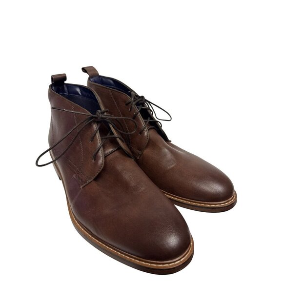 Steve Madden Chevy Men\'s Boots Chukka Brown Burnished Lace Up Size 9.5 New main image 2
